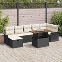 vidaXL Tuinbank Set met kussen met opslag 8 pcs Zwart poly rattan