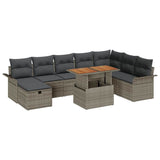 vidaXL Tuinbank Set met kussen met opslag 9 pcs Zwart poly rattan