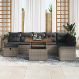 vidaXL Tuinbank Set met kussen met opslag 9 pcs Zwart poly rattan