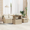 vidaXL Tuinbank Set met kussen met opslag 6 pcs Zwart poly rattan