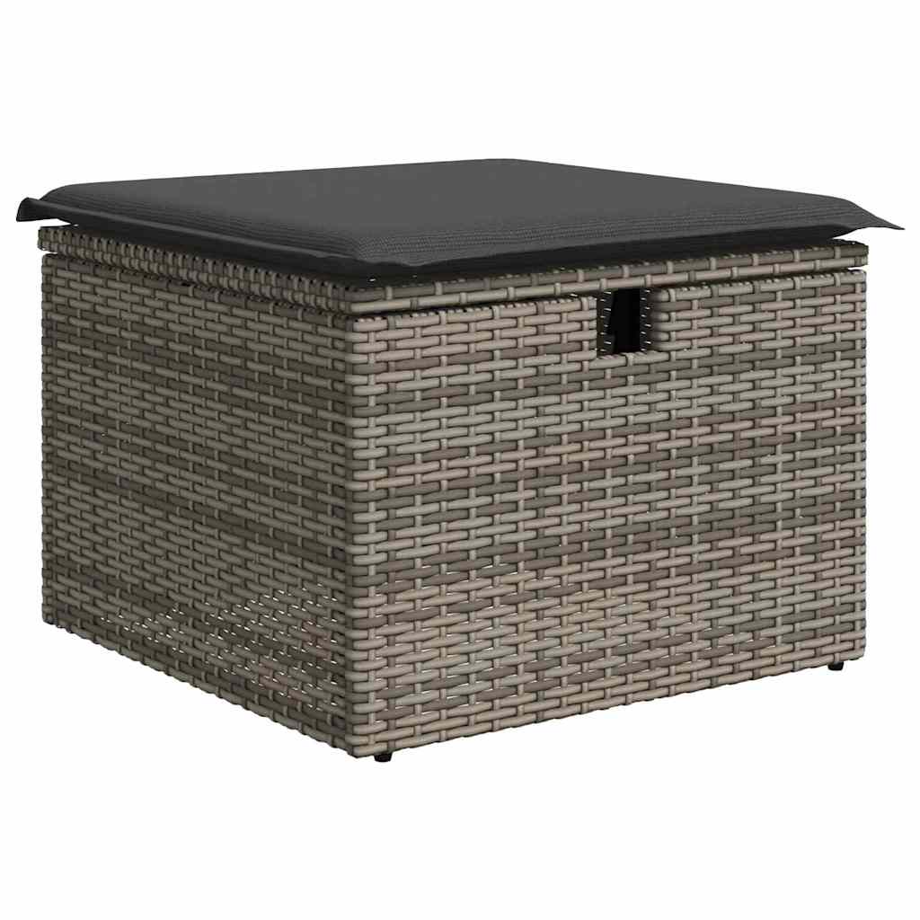 vidaXL Tuinbank Set met kussen met opslag 7 pcs Zwart poly rattan