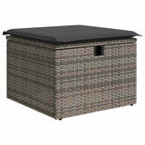 vidaXL Tuinbank Set met kussen met opslag 7 pcs Zwart poly rattan