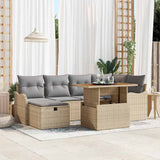 vidaXL Tuinbank Set met kussen met opslag 7 pcs Zwart poly rattan