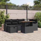 vidaXL Tuinbank Set met kussen met opslag 7 pcs Zwart poly rattan