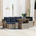 vidaXL Garden Bench Set 7 pcs Grey Poly Rattan