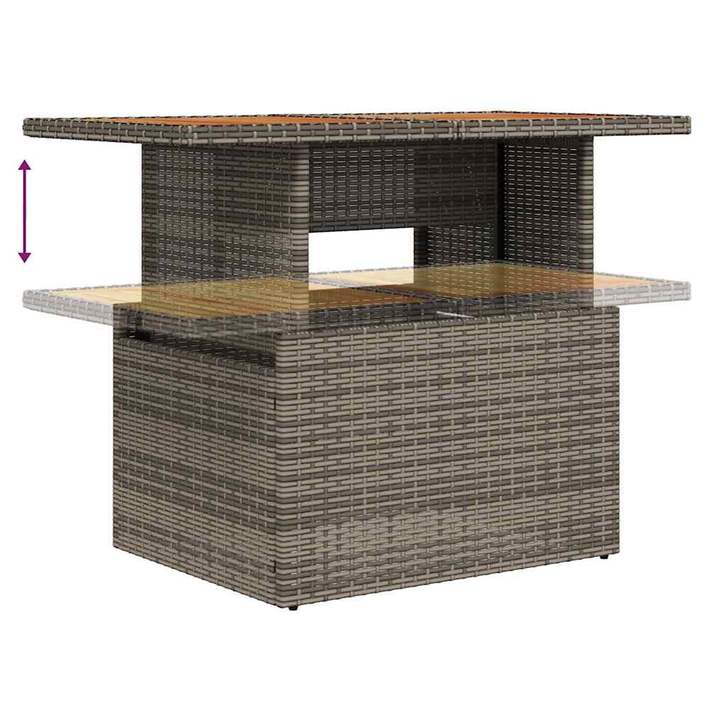 vidaXL Garden Bench Set 7 pcs Grey Poly Rattan