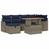 vidaXL Garden Bench Set 7 pcs Grey Poly Rattan