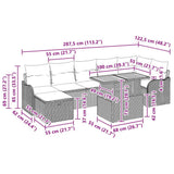 vidaXL Tuinbank Set met kussen met opslag 8 pcs Zwart poly rattan