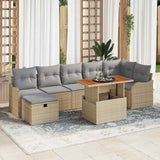 vidaXL Tuinbank Set met kussen met opslag 8 pcs Zwart poly rattan