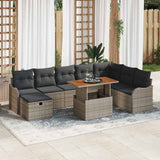 vidaXL Tuinbank Set met kussen met opslag 9 pcs Zwart poly rattan
