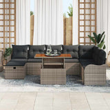 vidaXL Tuinbank Set met kussen met opslag 9 pcs Zwart poly rattan