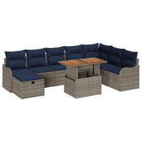 vidaXL Tuinbank Set 9 st Grijs poly rattan