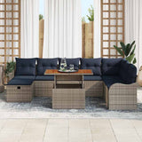 vidaXL Tuinbank Set 9 st Grijs poly rattan