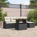 vidaXL Tuinbank Set met kussen met opslag 6 pcs Zwart poly rattan