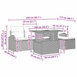vidaXL Tuinbank Set met kussen met opslag 6 pcs Zwart poly rattan