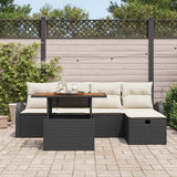 vidaXL Tuinbank Set met kussen met opslag 6 pcs Zwart poly rattan