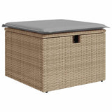 vidaXL Tuinbank Set met kussen met opslag 7 pcs Grijs poly rattan