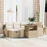 vidaXL Tuinbank Set met kussen met opslag 7 pcs Grijs poly rattan