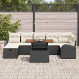 vidaXL Tuinbank Set met kussen met opslag 8 pcs Zwart poly rattan