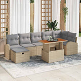 vidaXL Tuinbank Set met kussen met opslag 8 pcs Zwart poly rattan