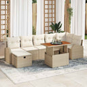 vidaXL Tuinbank Set met kussen met opslag 8 pcs Zwart poly rattan