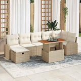 vidaXL Tuinbank Set met kussen met opslag 8 pcs Zwart poly rattan