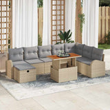 vidaXL Tuinbank Set met kussen met opslag 9 pcs Zwart poly rattan