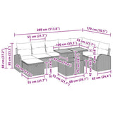 vidaXL Tuinbank Set met kussen met opslag 9 pcs Zwart poly rattan