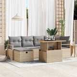 vidaXL Tuinbank Set met kussen met opslag 7 pcs Zwart poly rattan