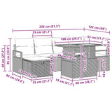 vidaXL Tuinbank Set met kussen met opslag 7 pcs Zwart poly rattan