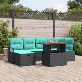 vidaXL Tuinbank Set met kussen met opslag 7 pcs Grijs poly rattan