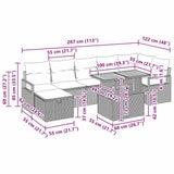 vidaXL Tuinbank Set met kussen met opslag 8 pcs Zwart poly rattan