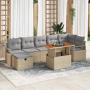 vidaXL Tuinbank Set met kussen met opslag 8 pcs Zwart poly rattan