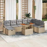 vidaXL Tuinbank Set met kussen met opslag 9 pcs Zwart poly rattan