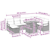 vidaXL Tuinbank Set met kussen met opslag 9 pcs Zwart poly rattan