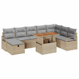 vidaXL Tuinbank Set met kussen met opslag 9 pcs Zwart poly rattan