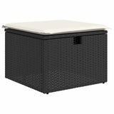 vidaXL Tuinbank Set met kussen met opslag 6 pcs Zwart poly rattan