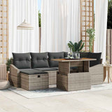 vidaXL Tuinbank Set met kussen met opslag 7 pcs Zwart poly rattan