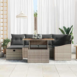vidaXL Tuinbank Set met kussen met opslag 7 pcs Zwart poly rattan
