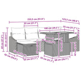vidaXL Tuinbank Set met kussen met opslag 7 pcs Zwart poly rattan