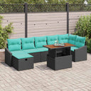vidaXL Tuinbank Set met kussen met opslag 8 pcs Zwart poly rattan