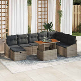 vidaXL Tuinbank Set met kussen met opslag 9 pcs Zwart poly rattan
