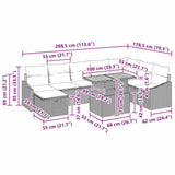 vidaXL Tuinbank Set met kussen met opslag 9 pcs Zwart poly rattan