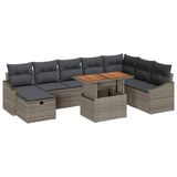 vidaXL Tuinbank Set met kussen met opslag 9 pcs Zwart poly rattan