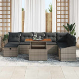 vidaXL Tuinbank Set met kussen met opslag 9 pcs Zwart poly rattan