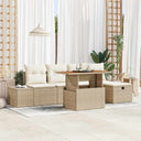 vidaXL Tuinbank Set met kussen met opslag 6 pcs Zwart poly rattan