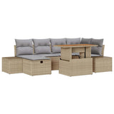 vidaXL Tuinbank Set met kussen met opslag 7 pcs Zwart poly rattan
