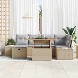 vidaXL Tuinbank Set met kussen met opslag 7 pcs Zwart poly rattan
