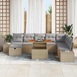 vidaXL Tuinbank Set met kussen met opslag 9 pcs Zwart poly rattan