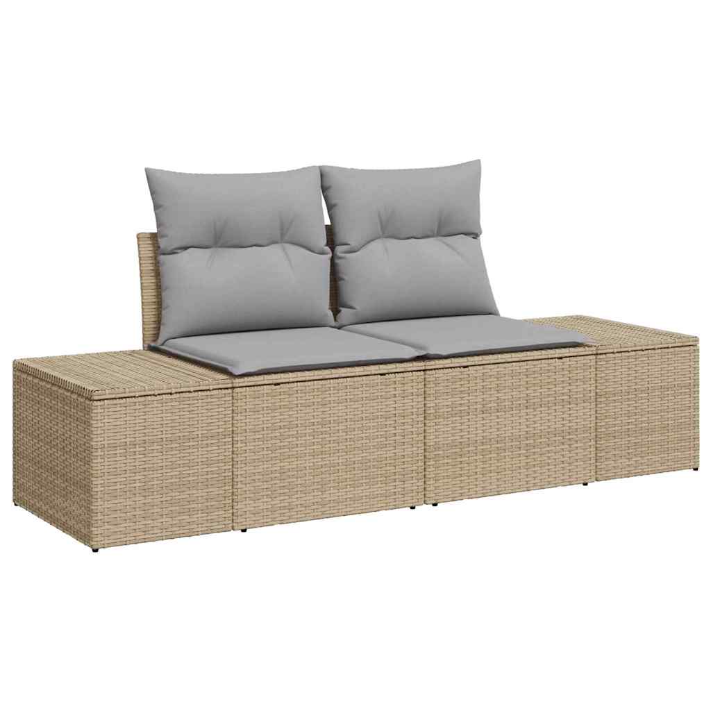 vidaXL Tuinbank Set met kussen met opslag 9 pcs Zwart poly rattan